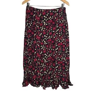 Vtg Y2K Floral Midi Skirt Microfloral Twee Ditsy Floral 6 Pencil Flare Preppy